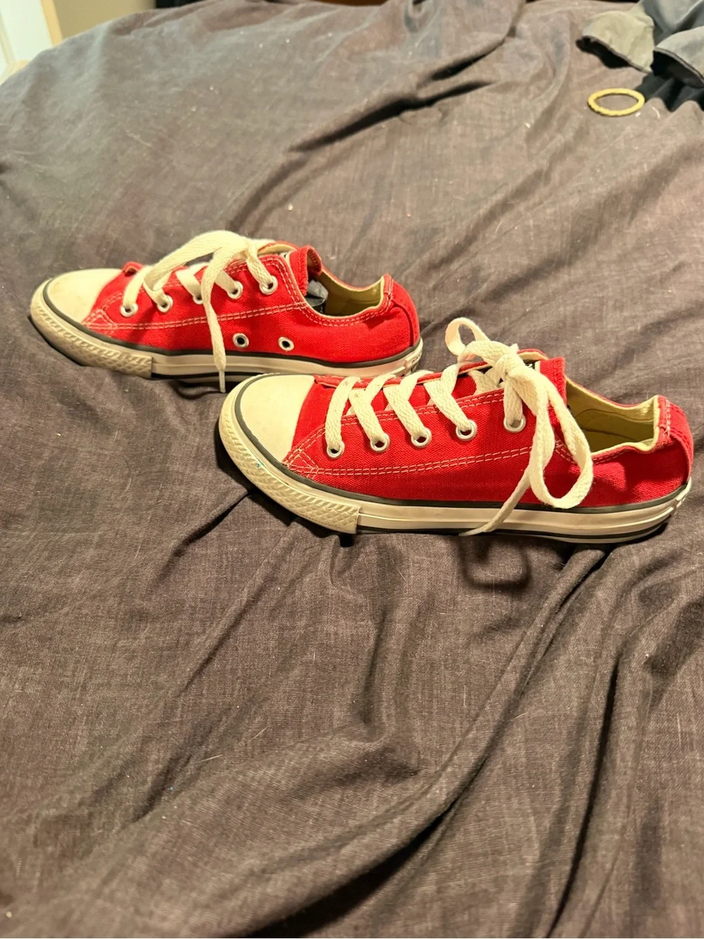 Converse Kids Red Low Top Sneakers with White Trim